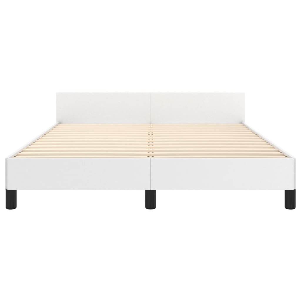 vidaXL Estructura de cama cabecero cuero sintético blanco 140x190 cm