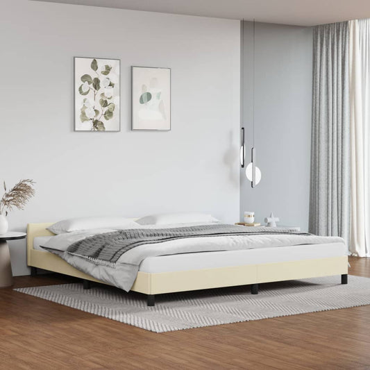 vidaXL Estructura de cama con cabecero cuero sintético crema 200x200cm