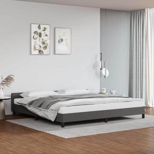 vidaXL Estructura de cama con cabecero cuero sintético gris 200x200 cm