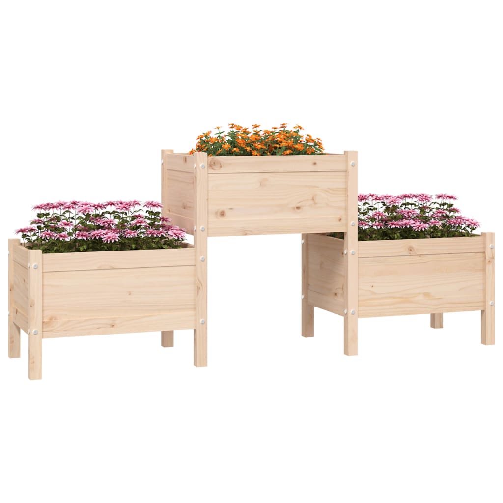 vidaXL Jardinera de madera de pino maciza 178,5x44x75 cm