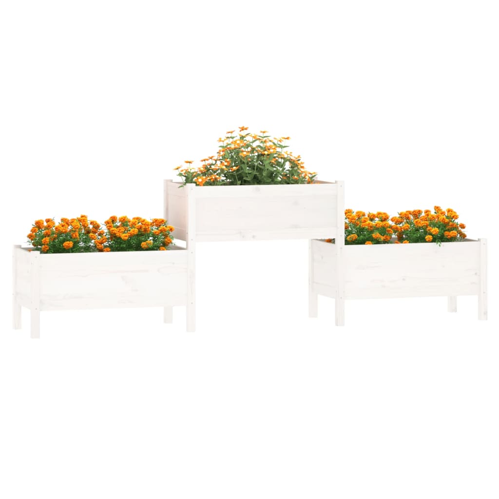 vidaXL Jardinera madera maciza de pino blanco 245,5x44x75 cm