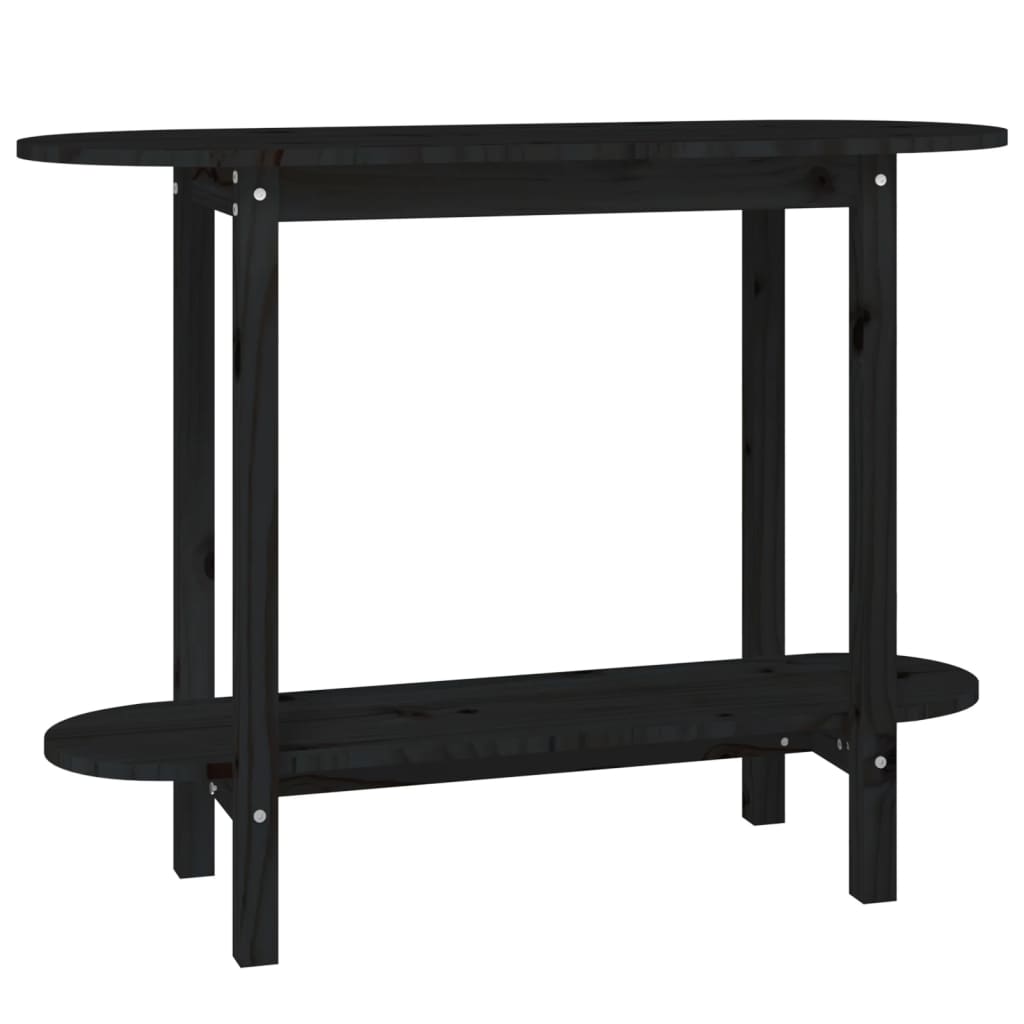 vidaXL Mesa consola madera maciza de pino negro 110x40x80 cm