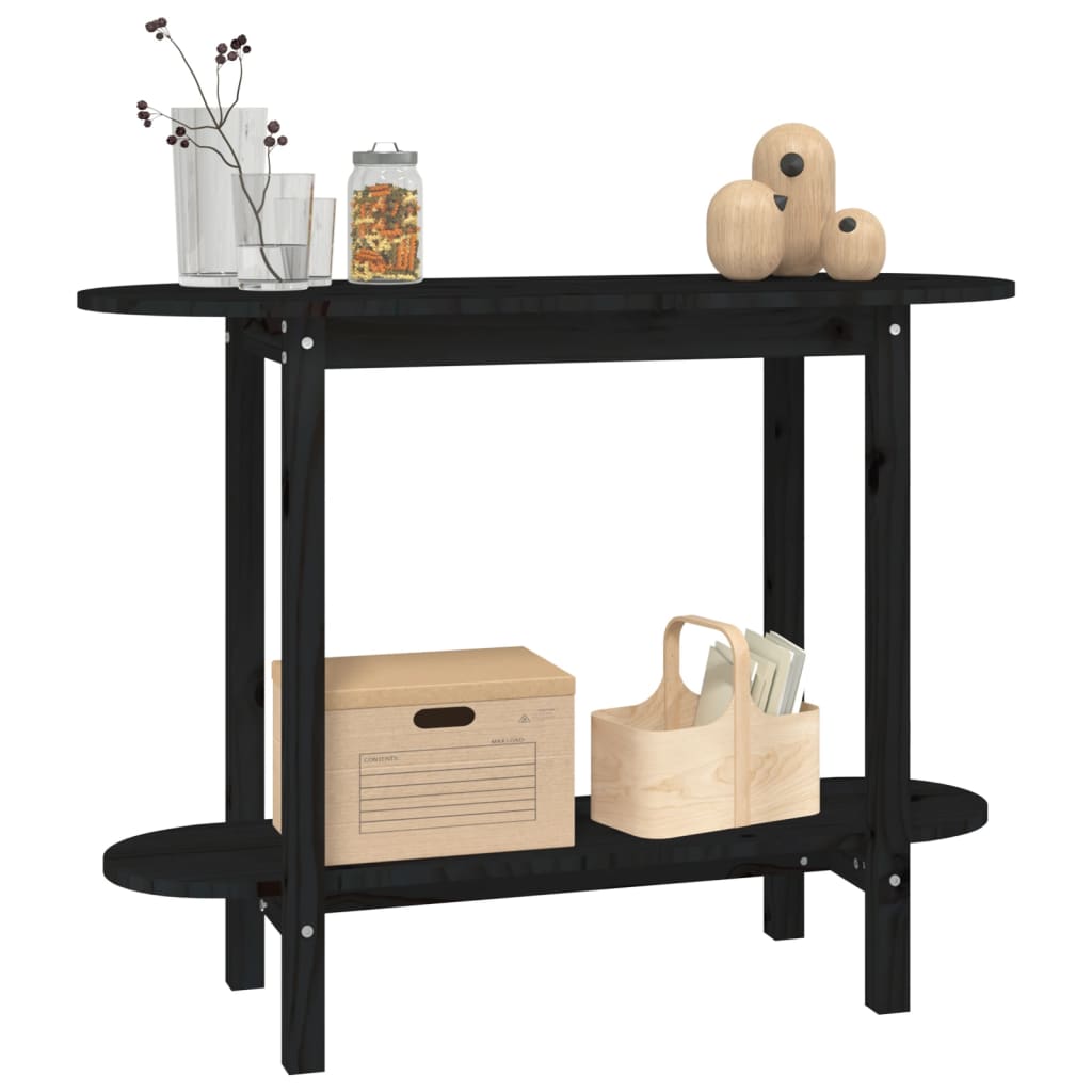 vidaXL Mesa consola madera maciza de pino negro 110x40x80 cm