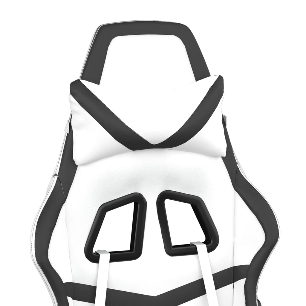 vidaXL Silla gaming cuero sintético blanco y negro