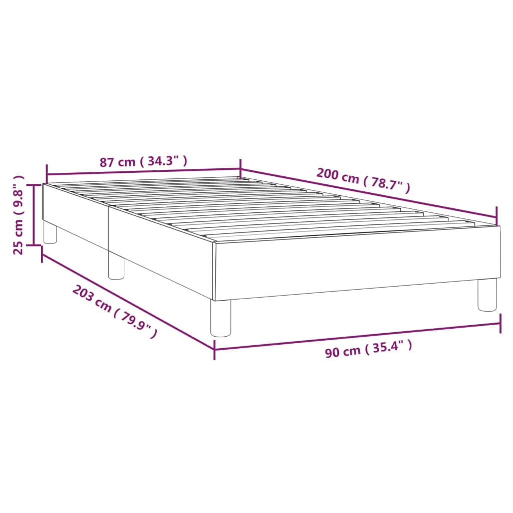 vidaXL Estructura de cama box spring tela gris claro 90x200 cm