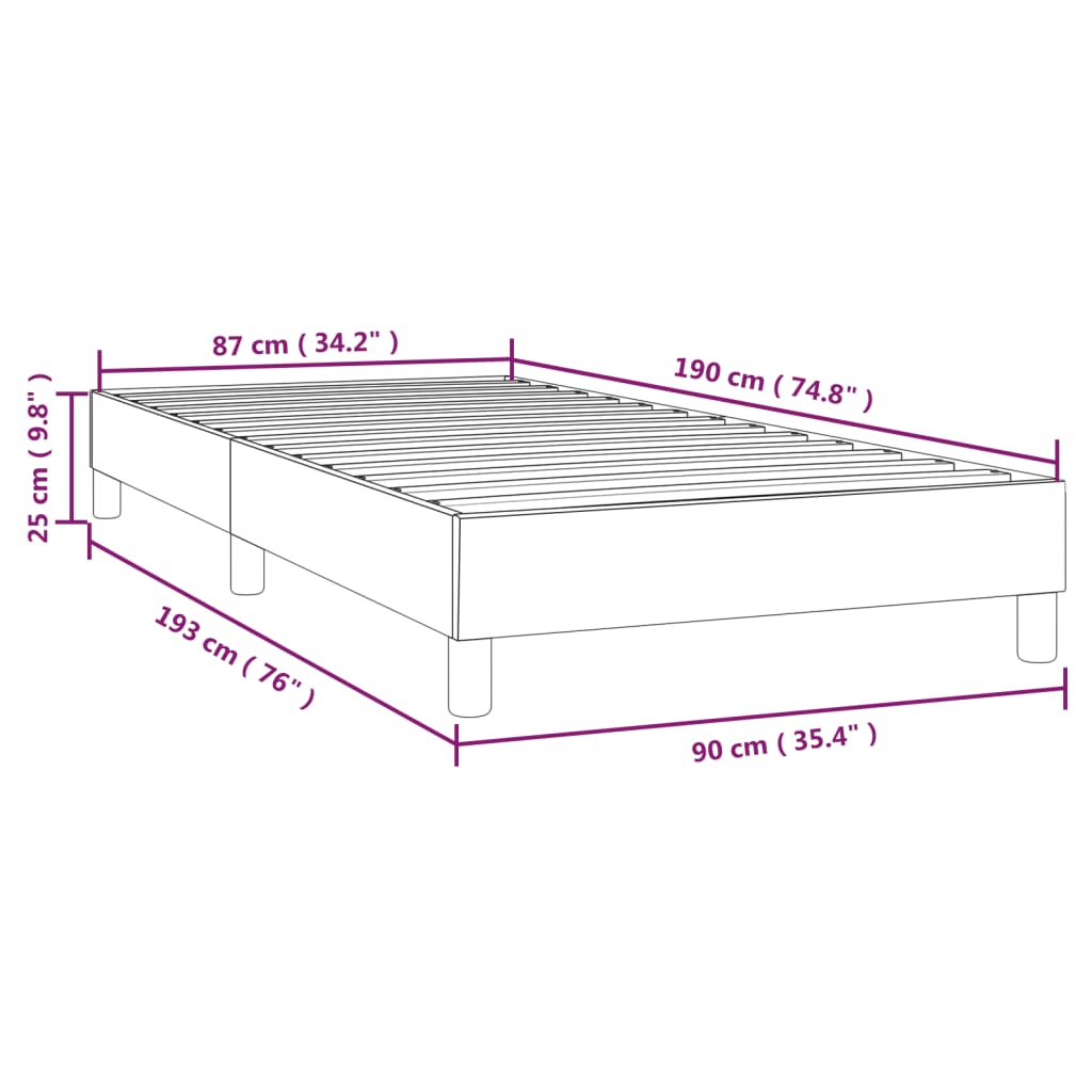 vidaXL Estructura de cama box spring cuero sintético marrón 90x190 cm