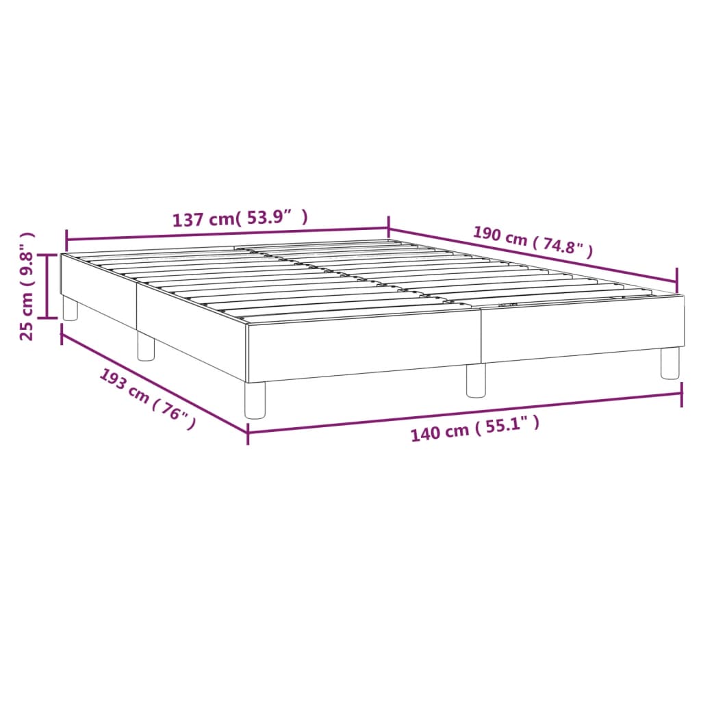 vidaXL Estructura de cama box spring cuero sintético gris 140x190 cm