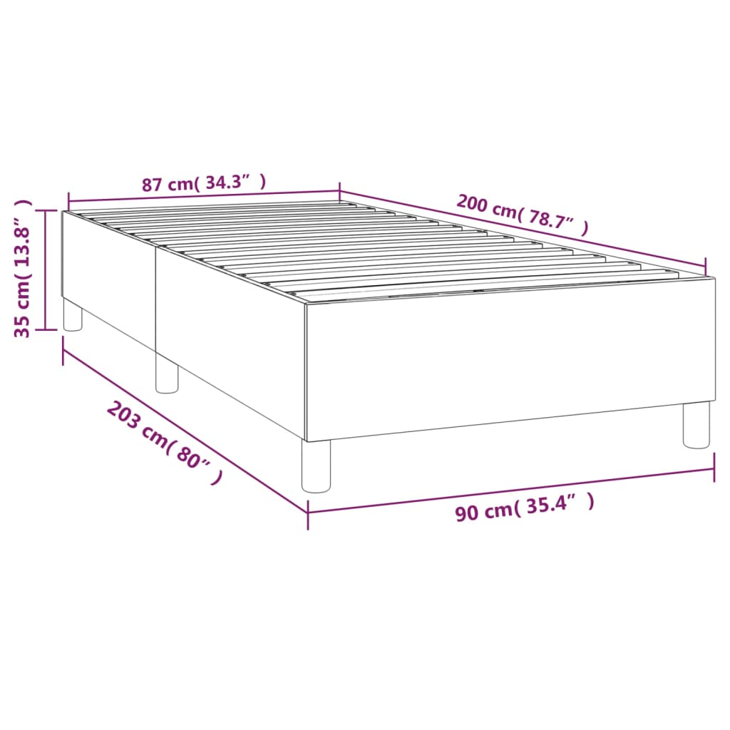 vidaXL Estructura de cama box spring tela negro 90x200 cm