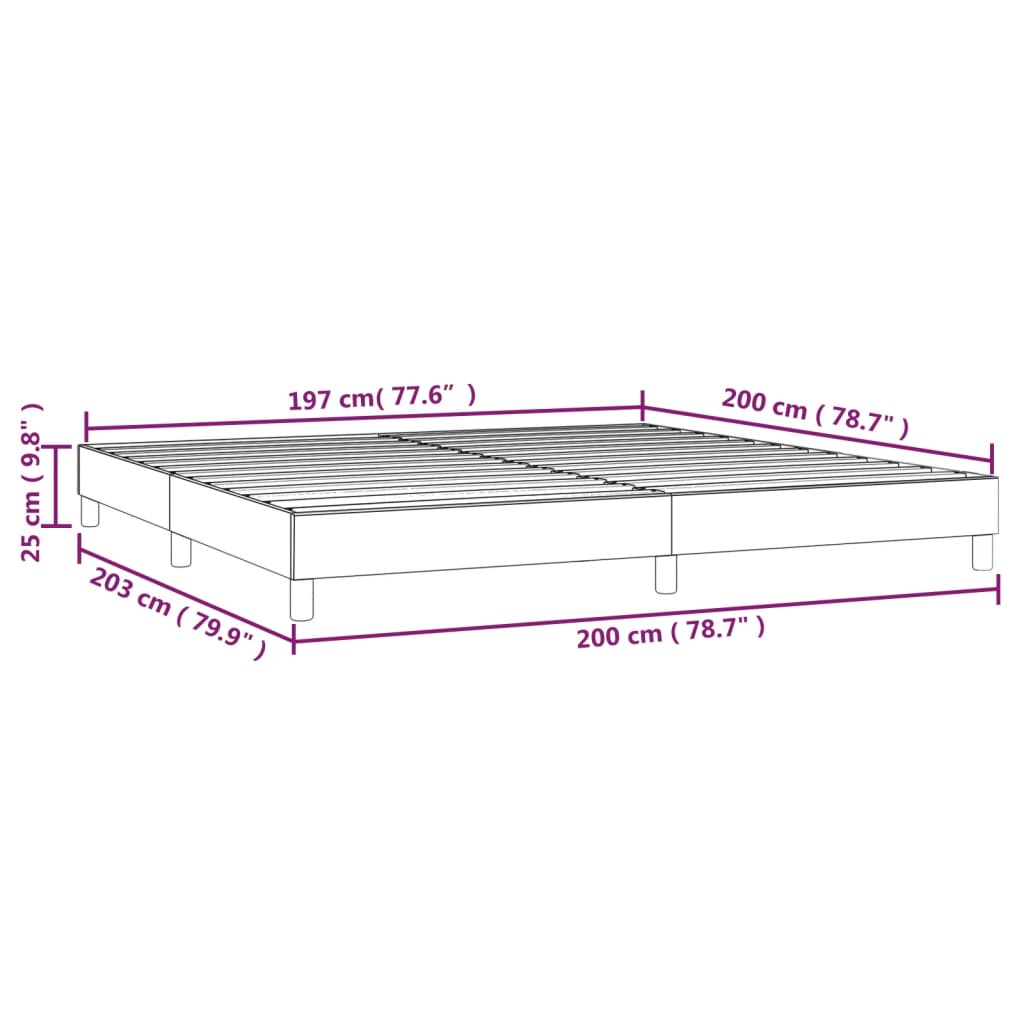 vidaXL Estructura de cama box spring tela gris oscuro 200x200 cm