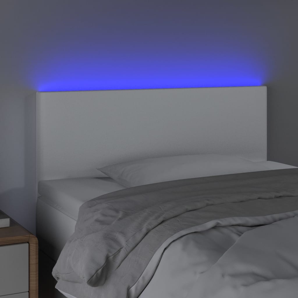 vidaXL Cabecero con LED cuero sintético blanco 100x5x78/88 cm