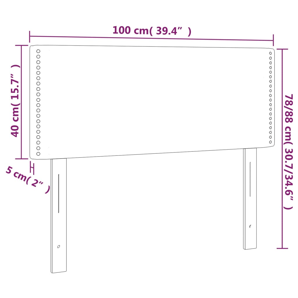 vidaXL Cabecero con LED cuero sintético blanco 100x5x78/88 cm