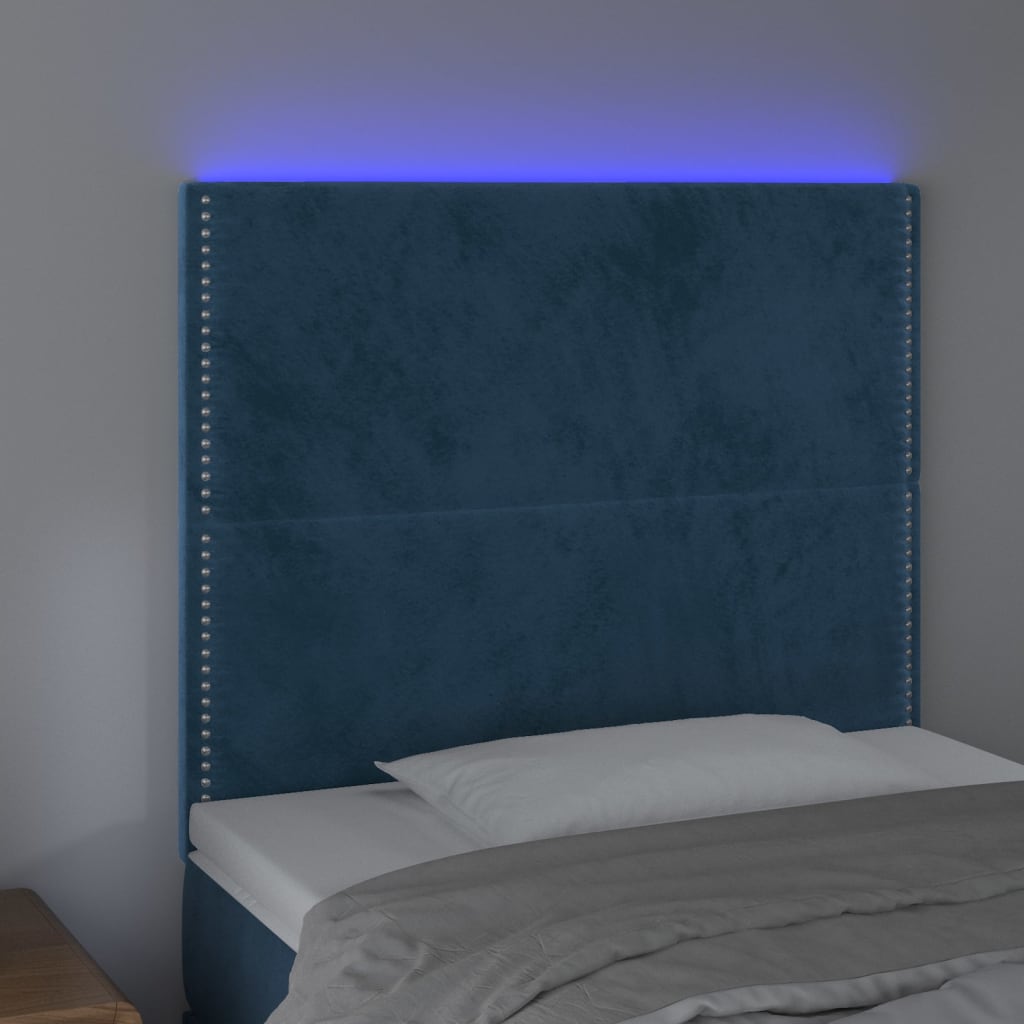 vidaXL Cabecero con luces LED terciopelo azul oscuro 100x5x118/128 cm