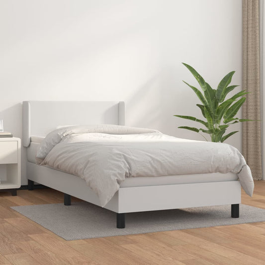 vidaXL Cama box spring con colchón cuero sintético blanco 90x190 cm