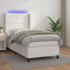 vidaXL Cama box spring y colchón LED cuero sintético blanco 80x200 cm