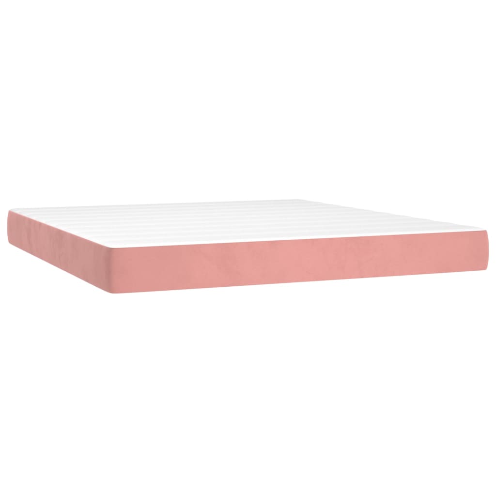vidaXL Cama box spring colchón y LED terciopelo rosa 180x200 cm