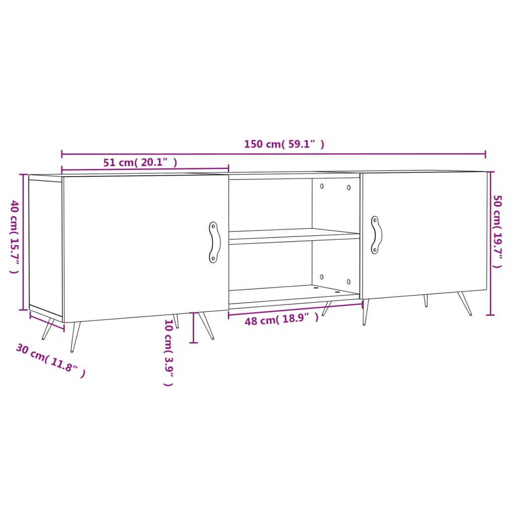 vidaXL Mueble para TV madera de ingeniería blanco 150x30x50 cm