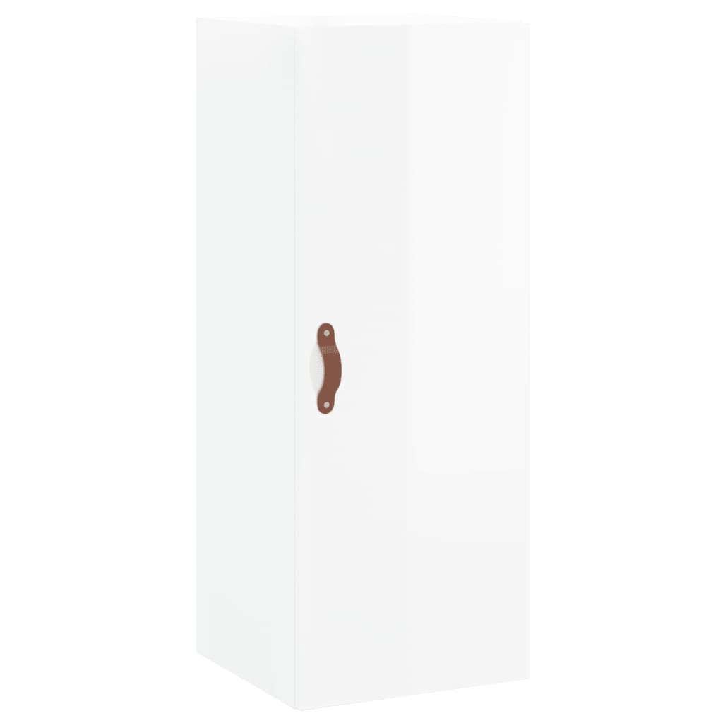 vidaXL Armario de pared blanco brillante 34,5x34x90 cm