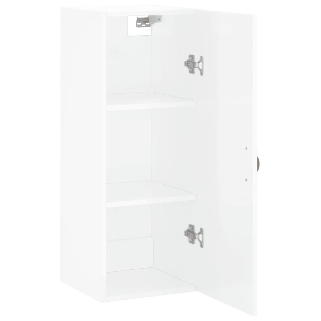 vidaXL Armario de pared blanco brillante 34,5x34x90 cm