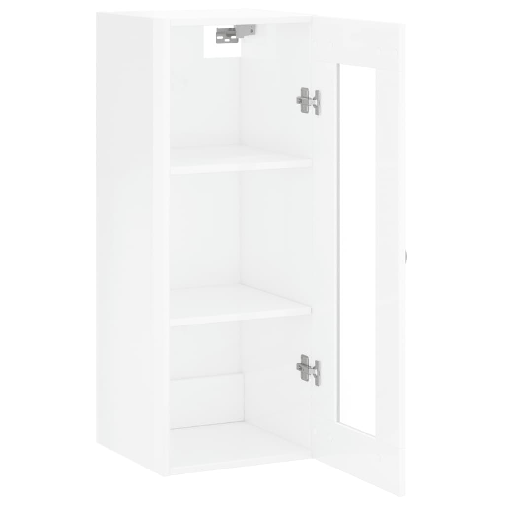 vidaXL Armario de pared blanco brillante 34,5x34x90 cm