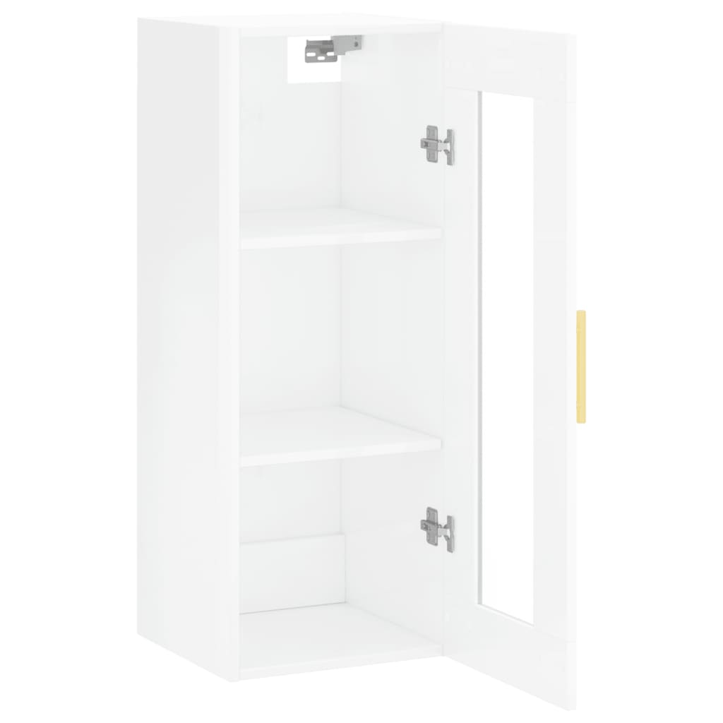 vidaXL Armario de pared blanco brillante 34,5x34x90 cm