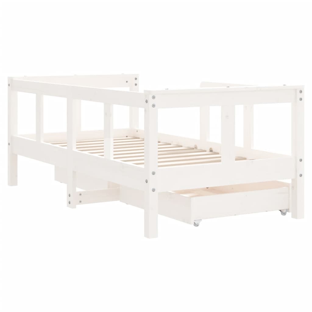 Estructura cama niños con cajones madera pino blanco 70x140 cm - referencia  Mqm-834472