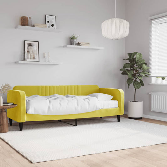 vidaXL Sofá cama con colchón terciopelo amarillo 80x200 cm
