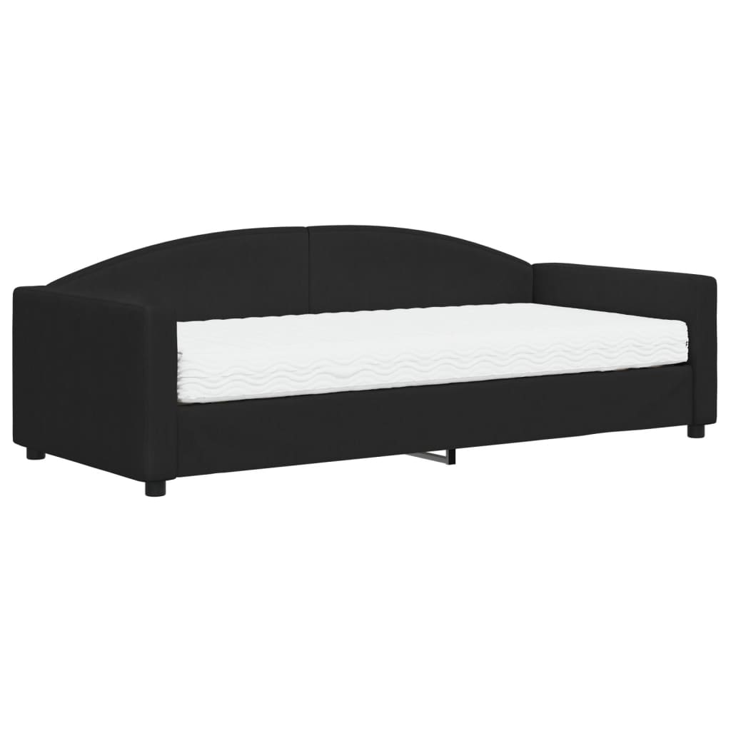vidaXL Sofá cama con colchón tela negro 90x200 cm