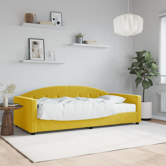 vidaXL Sofá cama con colchón terciopelo amarillo 90x200 cm