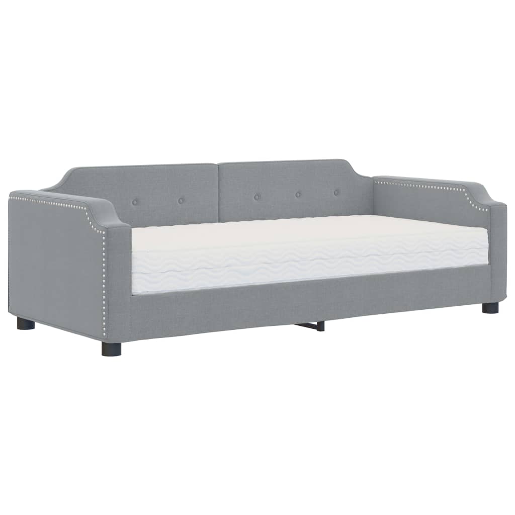 vidaXL Sofá cama con colchón tela gris claro 80x200 cm