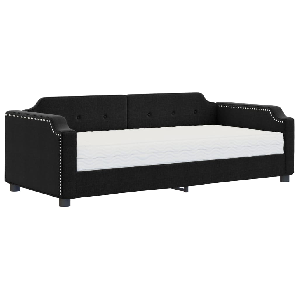vidaXL Sofá cama con colchón tela negro 80x200 cm