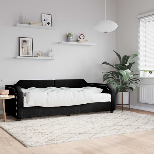 vidaXL Sofá cama con colchón tela negro 100x200 cm