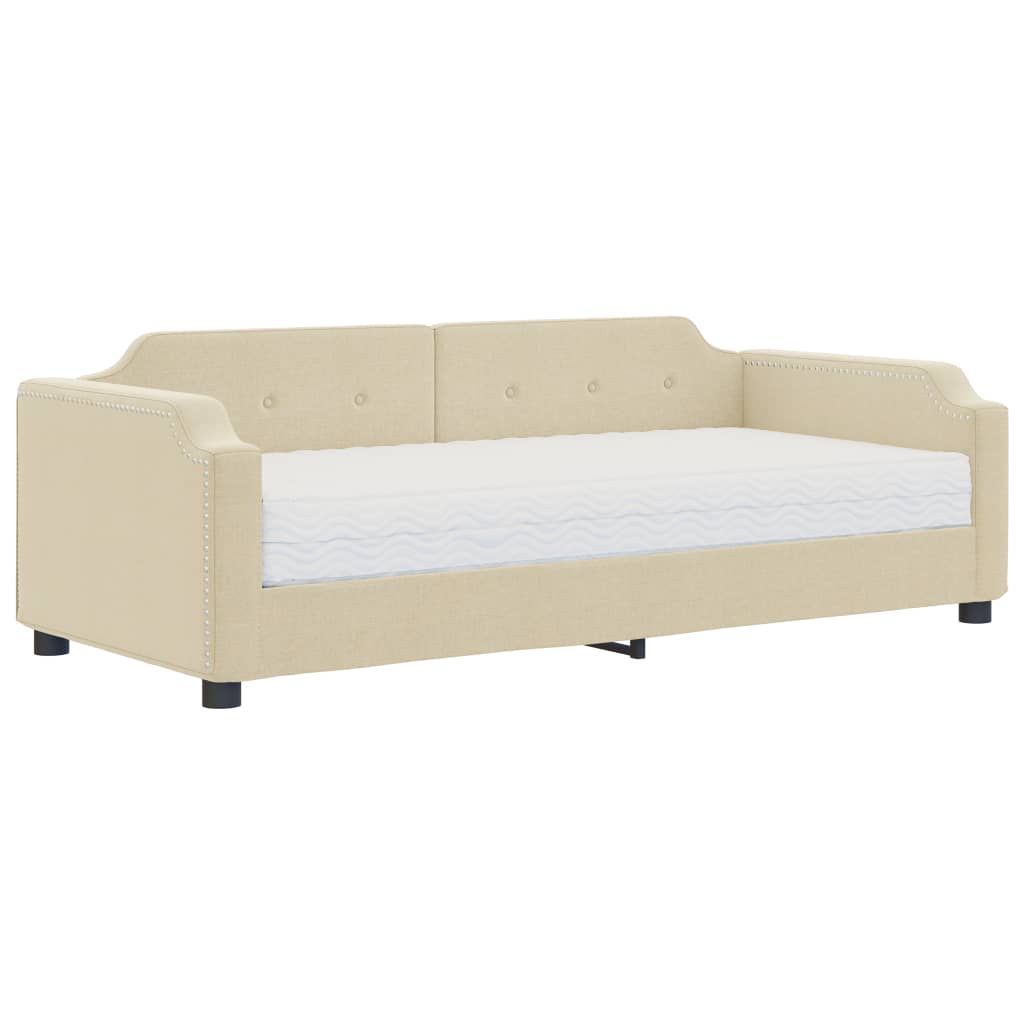 vidaXL Sofá cama con colchón tela crema 100x200 cm