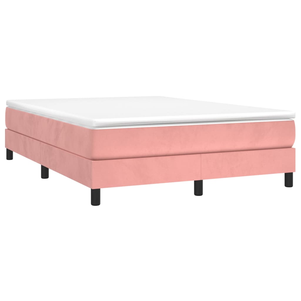 vidaXL Cama box spring con colchón terciopelo rosa 140x200 cm