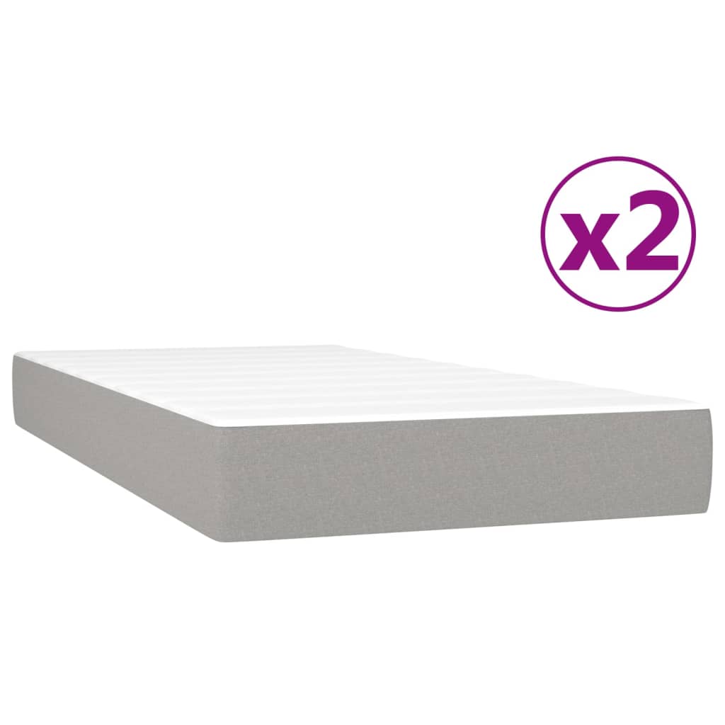 vidaXL Cama box spring con colchón tela gris claro 200x200 cm