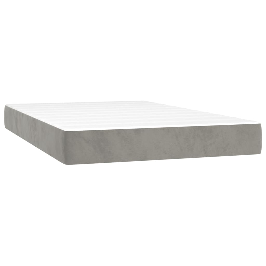 vidaXL Cama box spring con colchón terciopelo gris claro 120x200 cm