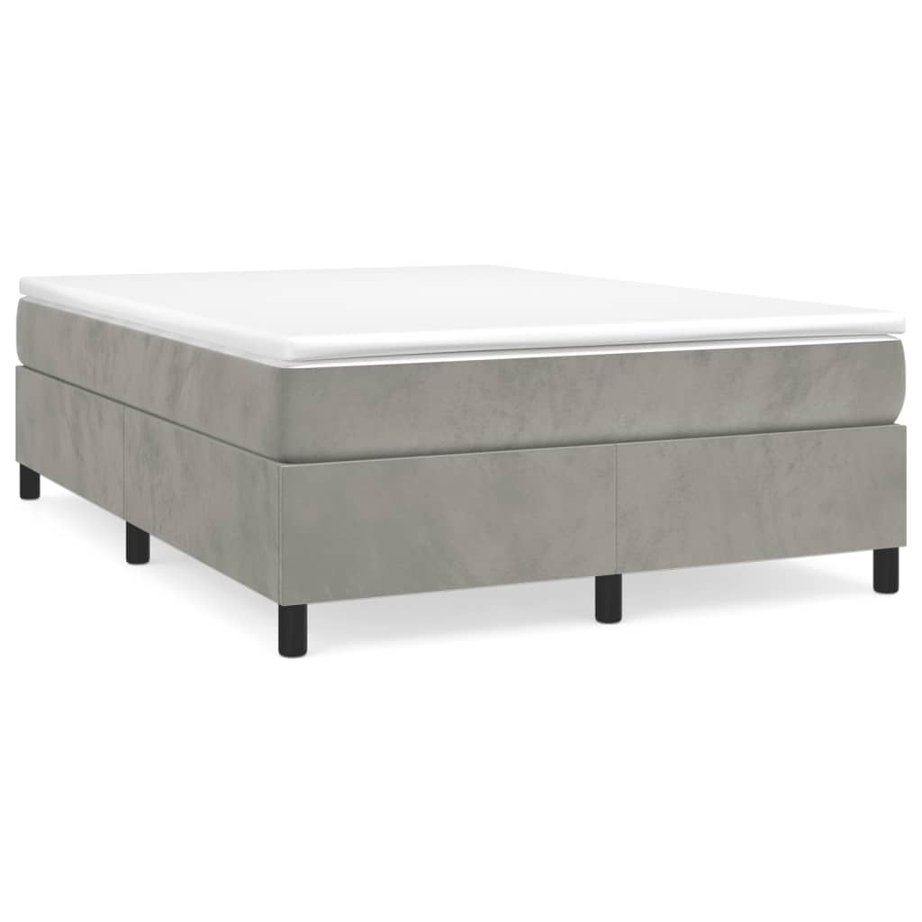 vidaXL Cama box spring con colchón terciopelo gris claro 140x190 cm