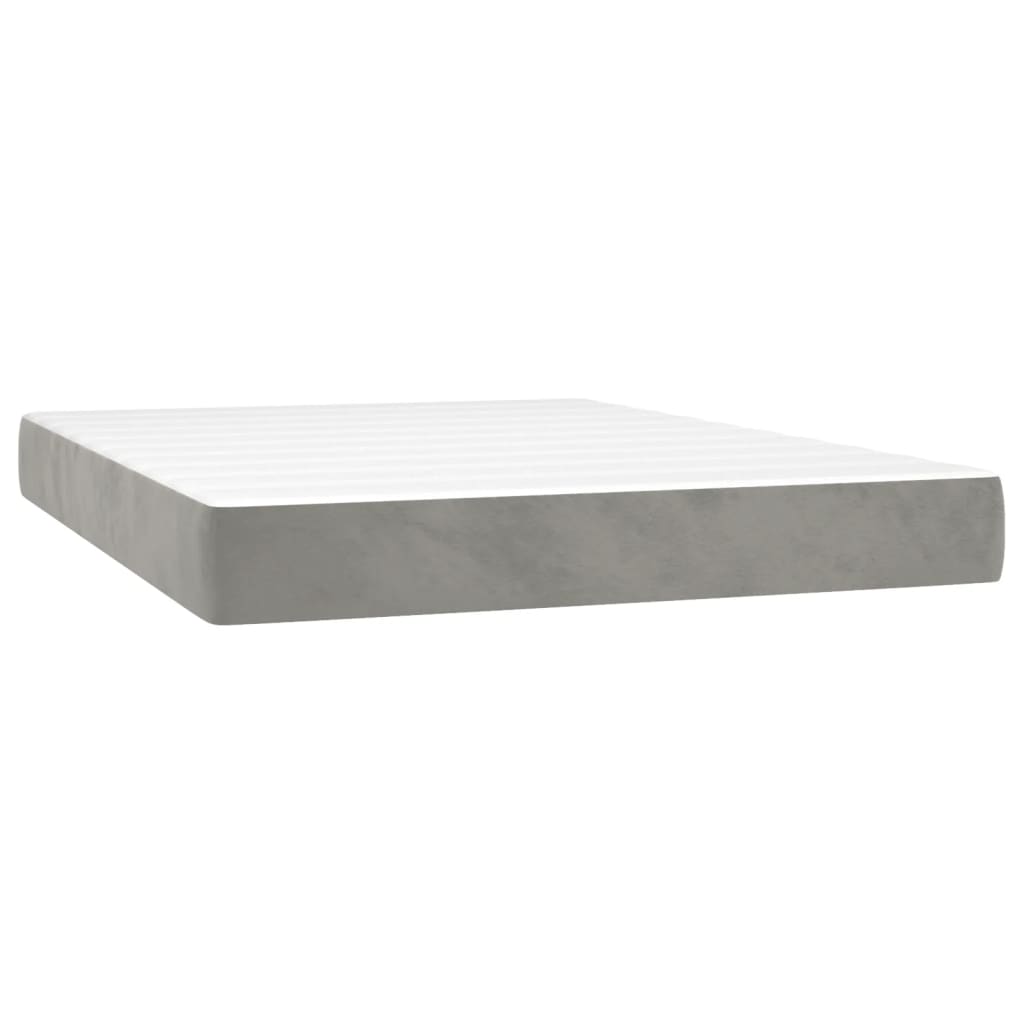 vidaXL Cama box spring con colchón terciopelo gris claro 140x190 cm