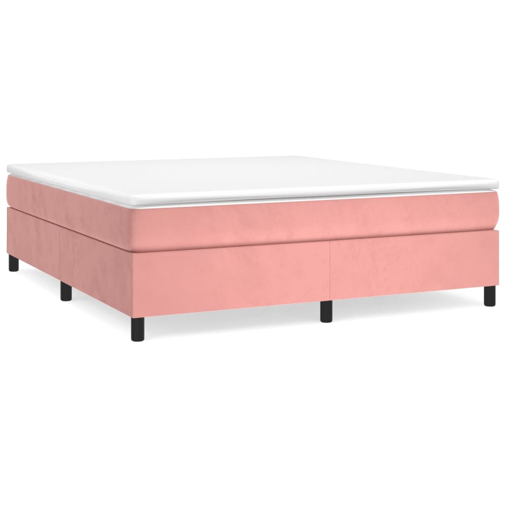 vidaXL Cama box spring con colchón terciopelo rosa 180x200 cm