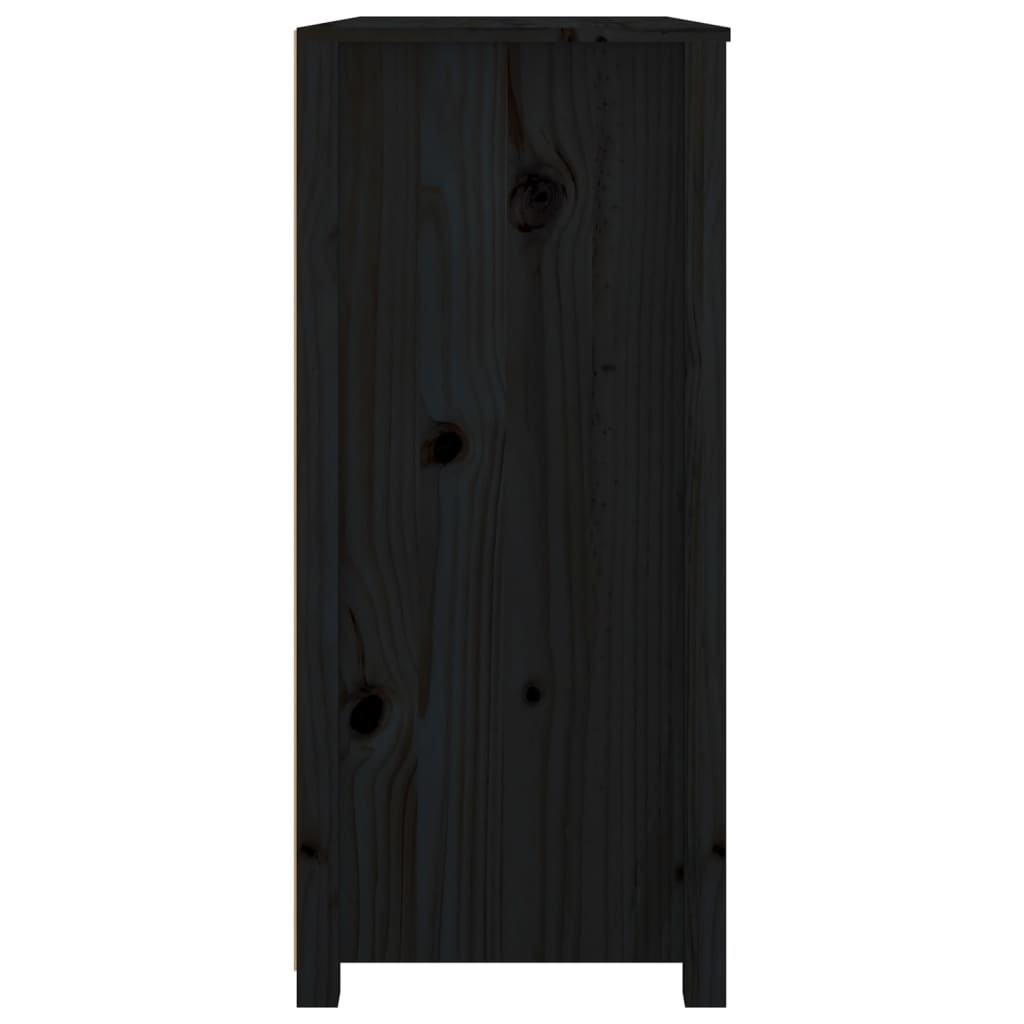 vidaXL Armario auxiliar madera maciza de pino negro 100x40x90 cm