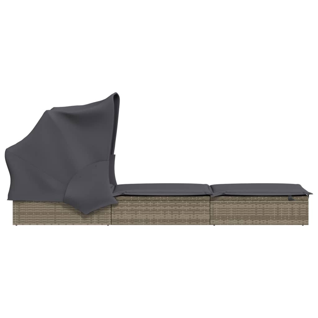 vidaXL Tumbona con toldo plegable ratán sintético gris 213x63x97cm