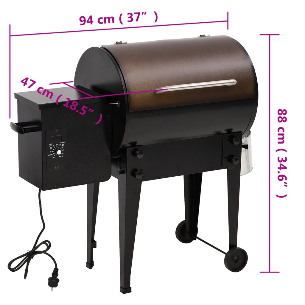 vidaXL Barbacoa de pellets hierro negro 94 cm