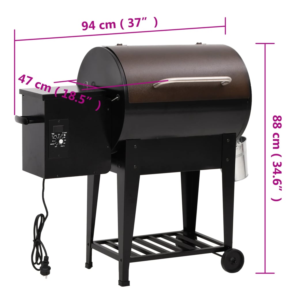 vidaXL Barbacoa de pellets con estante inferior hierro negro 94 cm