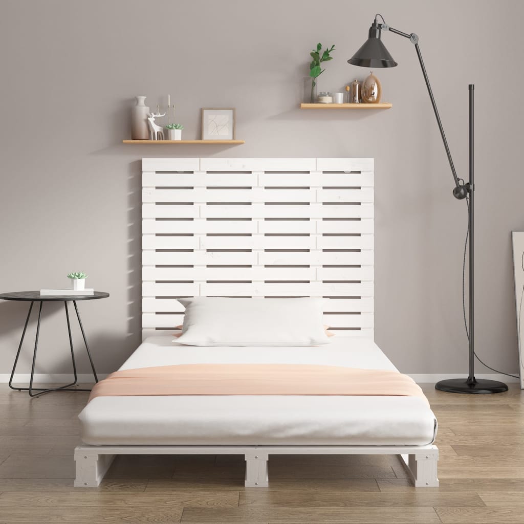 vidaXL Cabecero cama de pared madera maciza pino blanco 106x3x91,5 cm