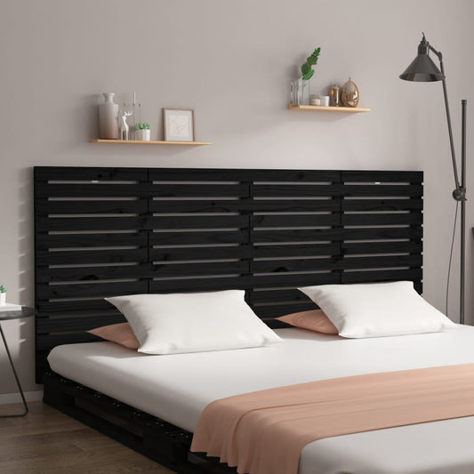 vidaXL Cabecero cama de pared madera maciza pino negro 206x3x91,5 cm