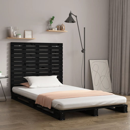 vidaXL Cabecero cama de pared madera maciza pino negro 126x3x91,5 cm