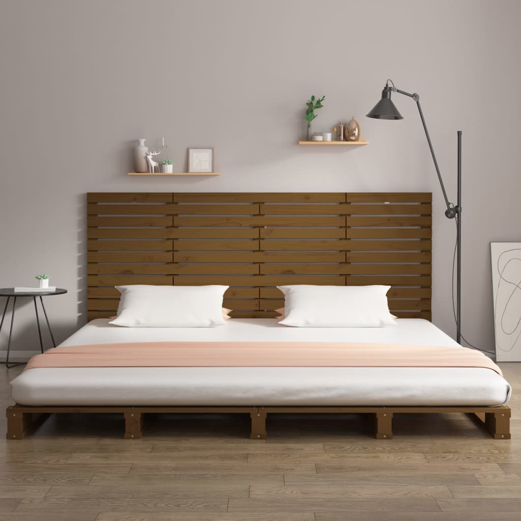 vidaXL Cabecero cama pared madera maciza pino marrón miel 156x3x91,5cm