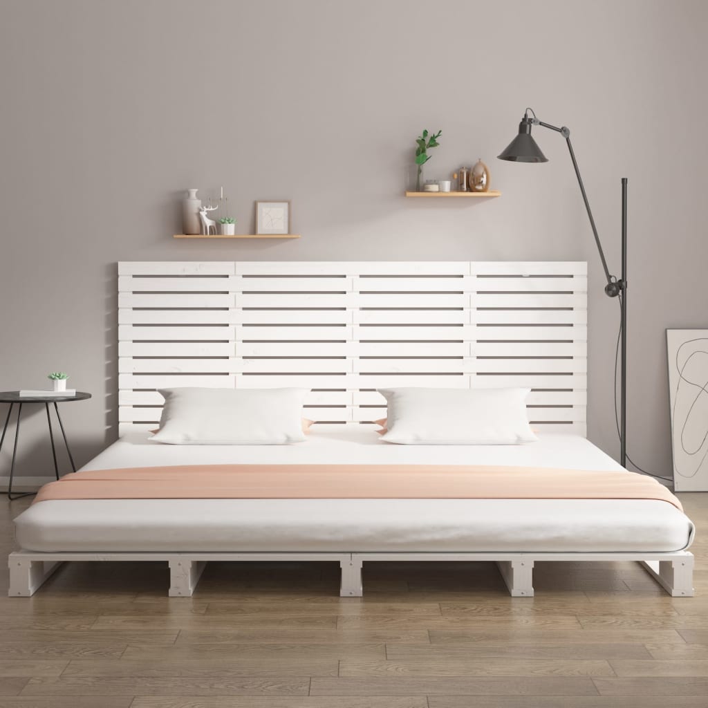 vidaXL Cabecero cama de pared madera maciza pino blanco 166x3x91,5 cm