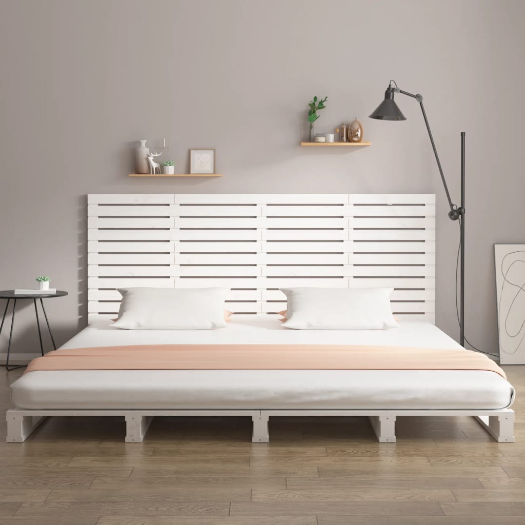 vidaXL Cabecero cama de pared madera maciza pino blanco 186x3x91,5 cm