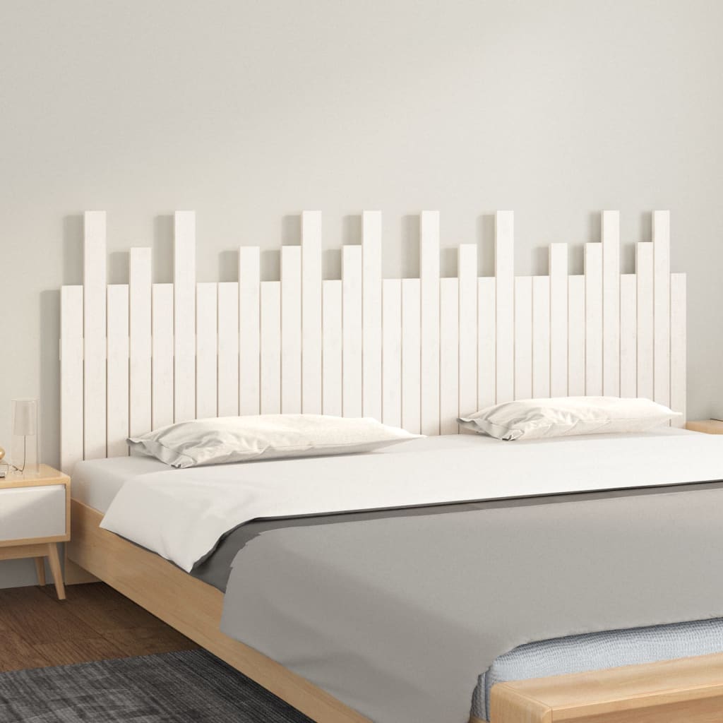 vidaXL Cabecero de cama de pared madera maciza pino blanco 204x3x80 cm
