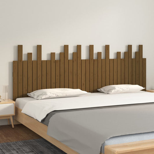 vidaXL Cabecero cama pared madera maciza pino marrón miel 204x3x80 cm